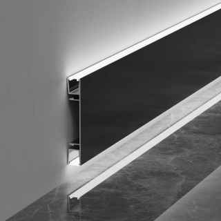 Плинтус алюм универ светодиодный JM-76мм led 2,5м анод черный мат,  компл креп 5 шт. и рассеив 2 шт.