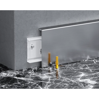 Плинтус комбинированный из нержавеющей стали BXG-80мм 2,5м серебро браш в компл с крепеж 10 шт.