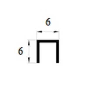 П-образный профиль (швеллер) PU6ON 6*6*6 мм Латунь Полированный (3,0 м)